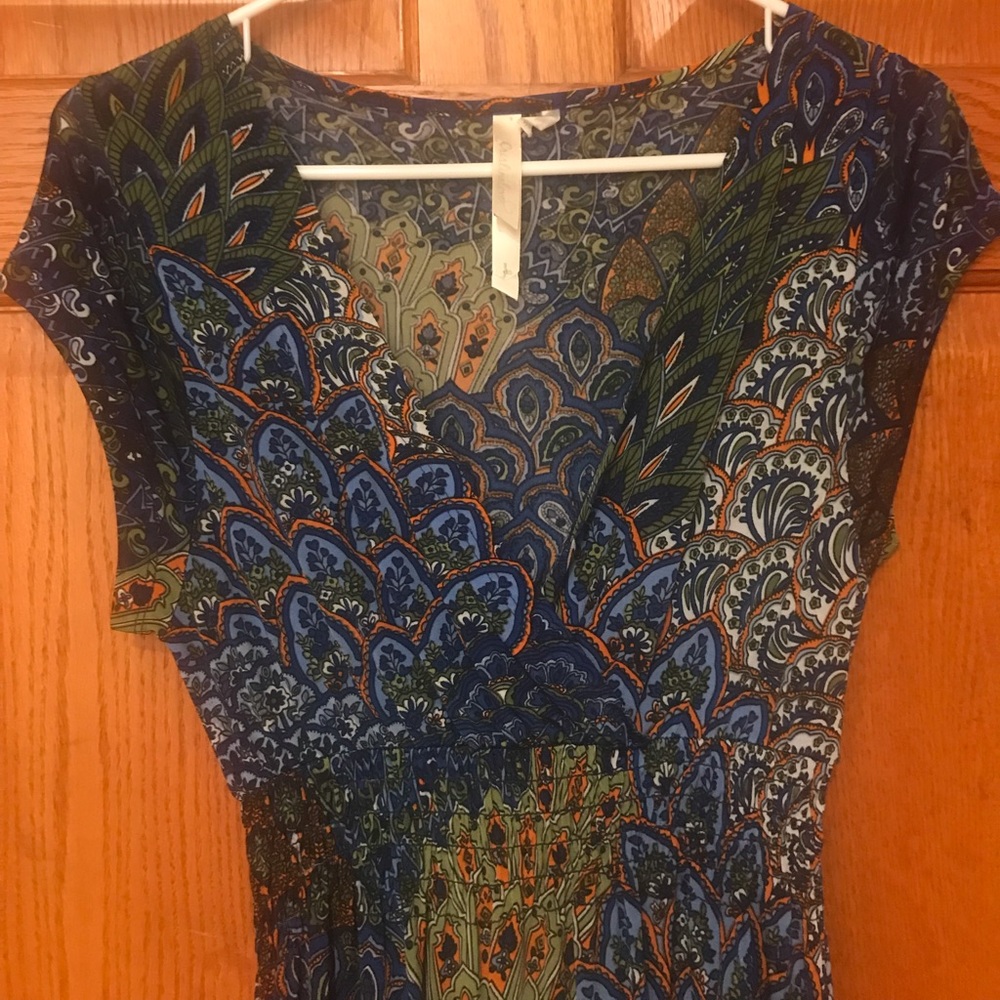 Peacock maxi dress
